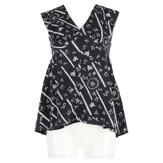 Balenciaga V-neck Printed Top in Black Silk - Image 6