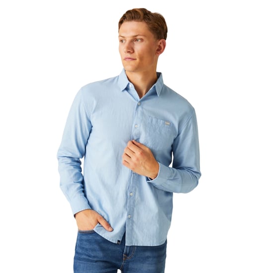 Regatta Mens Babbinswood Linen Shirt (Powder Blue)