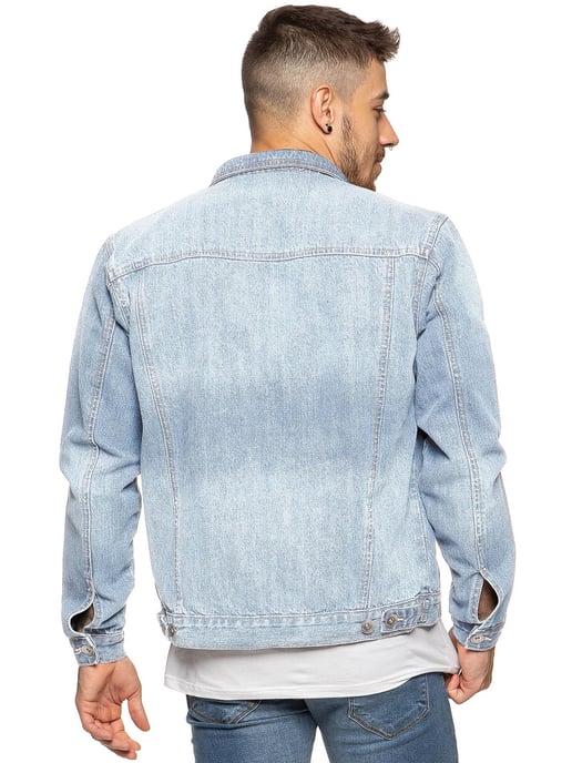 Enzo Chaqueta vaquera de diseño para hombre - Azul claro - Image 3