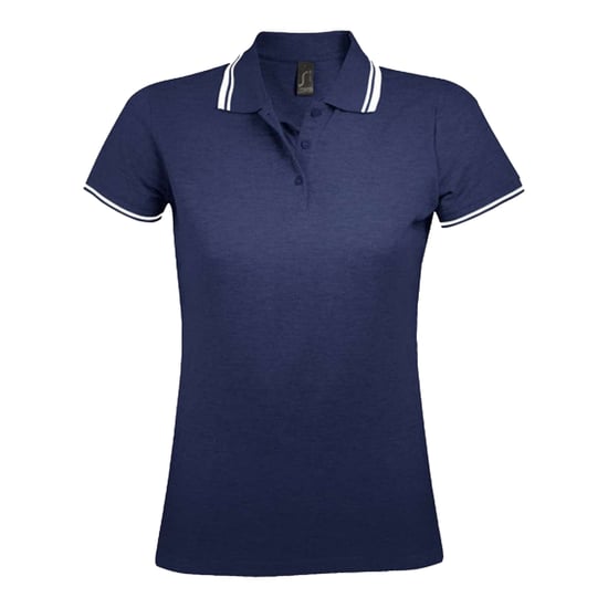 SOLS Womens/Ladies Pasadena Polo Shirt (French Navy/White) - Image 1