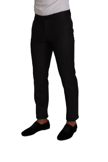 Pantalones formales de lana gris con estampado a cuadros para hombre de Dolce & Gabbana - Image 4