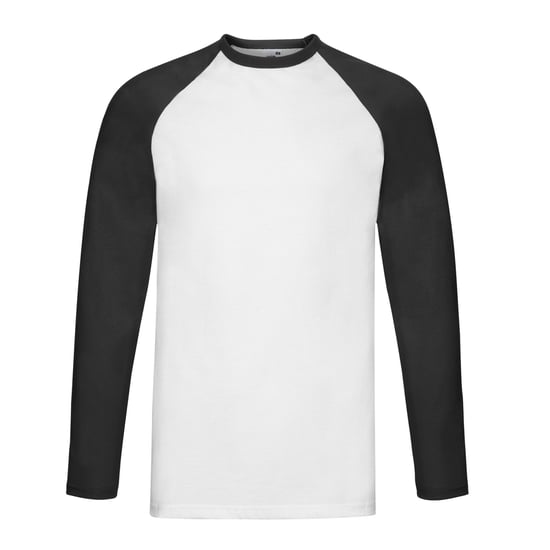 Fruit of the Loom Mens Contrast Long-Sleeved Baseball T-Shirt (White/Black) - Image 1