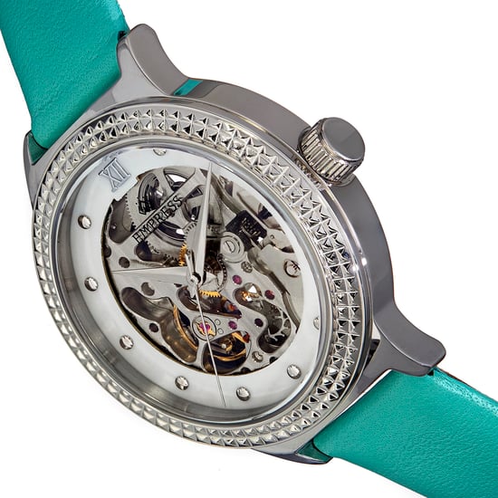 Empress Alice Automatic MOP Skeleton Dial Leather-Band Watch