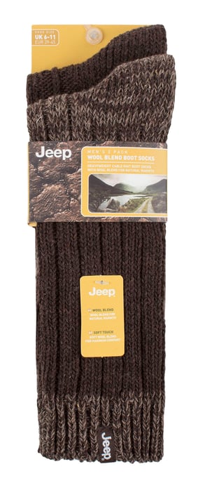 Calcetines de senderismo de lana para hombre | Jeep | Calcetines de bota de lana acanalados pesados | Calcetines transpirables al aire libre - Marrón / Tierra - Image 2