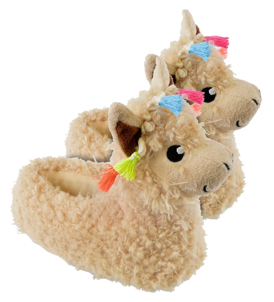 Pantuflas de felpa con cabeza de llama en 3D para niños - Image 1