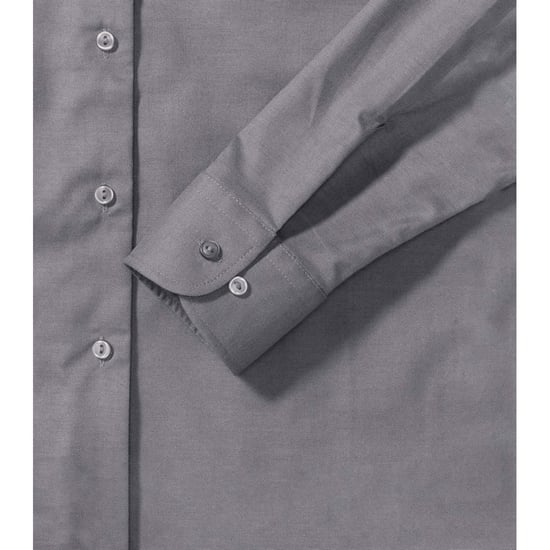 Russell Collection Ladies/Womens Long Sleeve Easy Care Oxford Shirt (Silver) - Image 4