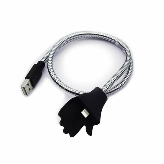 Aquarius 2In1 Lazy MicroUSB Charging Cable With FlexibleHolder DockStand, Silver