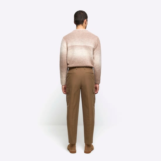 River Island Mens Smart Trousers Beige Tapered Fit Cargo