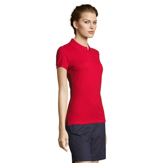 SOLS Womens/Ladies People Pique Short Sleeve Cotton Polo Shirt (Red) - Image 6