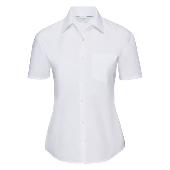Russell Collection Ladies/Womens Short Sleeve Poly-Cotton Easy Care Poplin Shirt (White) - Image 1