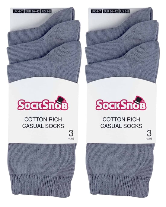 Sock Snob - 6 pares de calcetines de algodón de colores lisos para mujer - Image 2