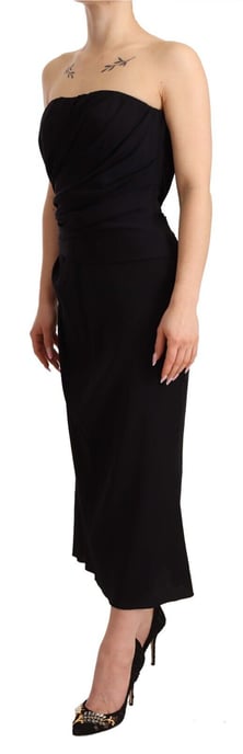 Vestido midi negro sin mangas de seda de Dolce & Gabbana para mujer - Image 3