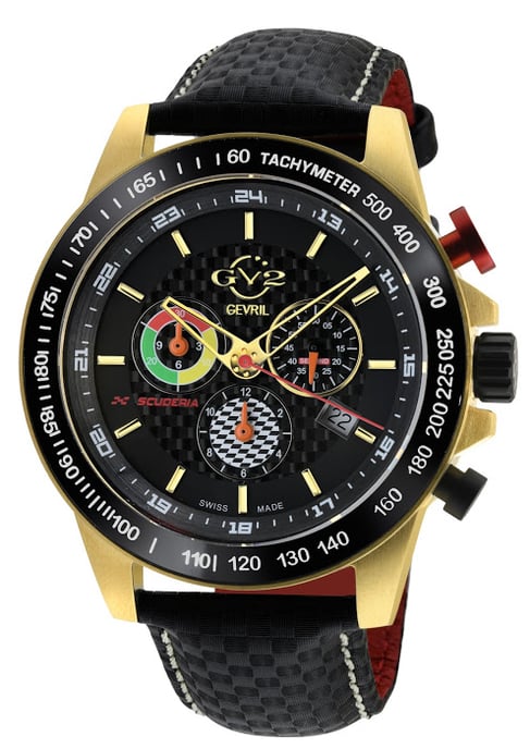 GV2 9922 Reloj de cuero cronógrafo multifunción de cuarzo suizo Scuderia para hombre - Image 1