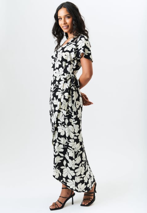Vestido midi cruzado con estampado floral - Image 3