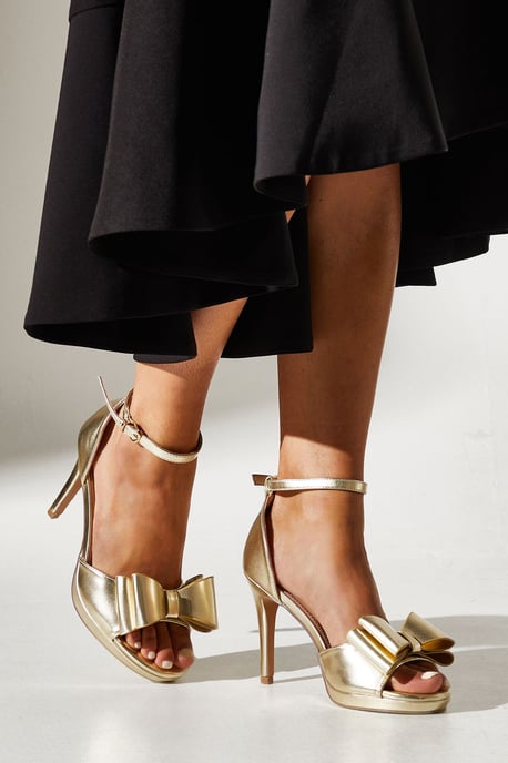 Tala Satin Structured Bow High Heel Platform Sandals