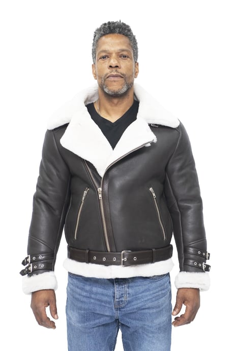 Mens Sheepskin Leather Biker Jacket-Edmonton