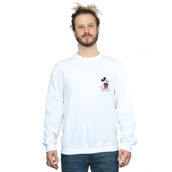 Disney Mens Mickey Mouse Kickin Retro Chest Sweatshirt (White) - Image 2