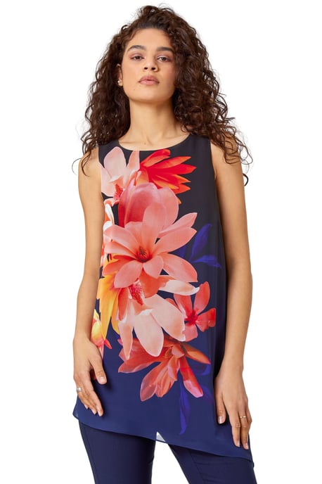 Floral Print Asymmetric Top