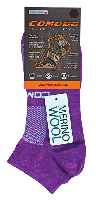 Comodo - Unisex Merino Wool Running Socks | Lightweight Sport Socks - Fuchsia - Image 2