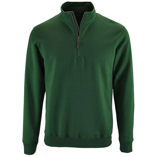 SOLS Mens Stan Contrast Zip Neck Sweatshirt (Bottle Green) - Image 1