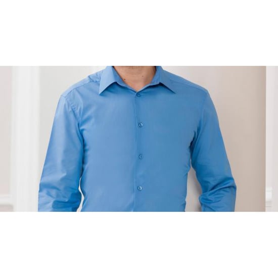 Russell Collection Mens Long Sleeve Poly-Cotton Easy Care Tailored Poplin Shirt (Corporate Blue) - Image 2