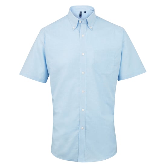Premier Mens Signature Oxford Short Sleeve Work Shirt (Light Blue) - Image 1