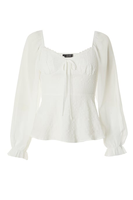 White Chiffon Peplum Top