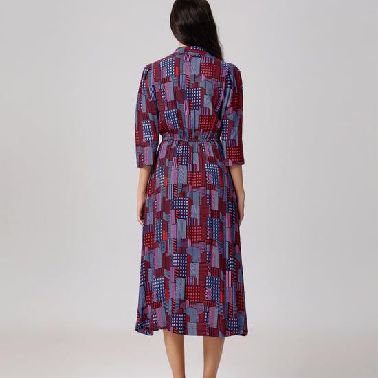 Graphic Print Midi Blouse-Dress - Image 6