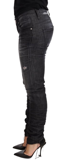 Jeans Skinny de Algodón Lavado Negro de Cintura Baja Acht - Image 2