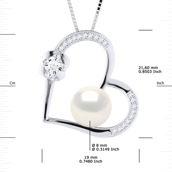 LOVE necklace Freshwater Pearl 8-9mm White 925
