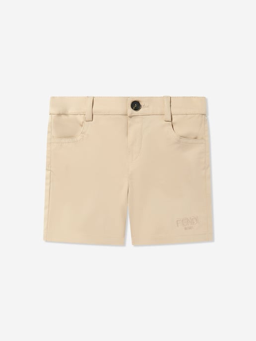 Fendi Baby Boys Gabardine Shorts in Beige