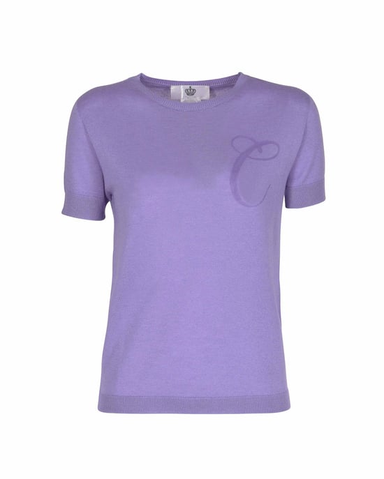 Crown Of Edinburgh Cashmere Short Sleeve Art 003 Lilac Letter C