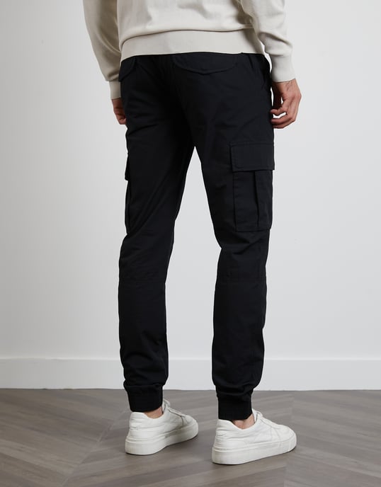 Black 'Prince' Cotton Cuffed Cargo Trousers