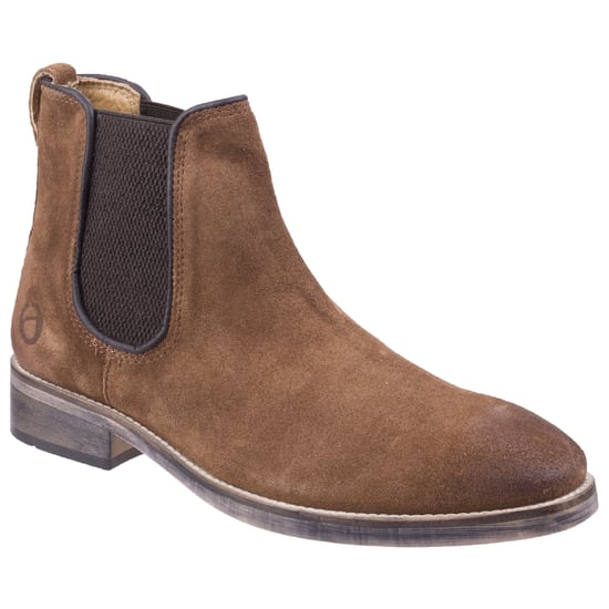 Cotswold Mens Corsham Town Leather Pull On Casual Chelsea Ankle Boots (Camel) - Image 1