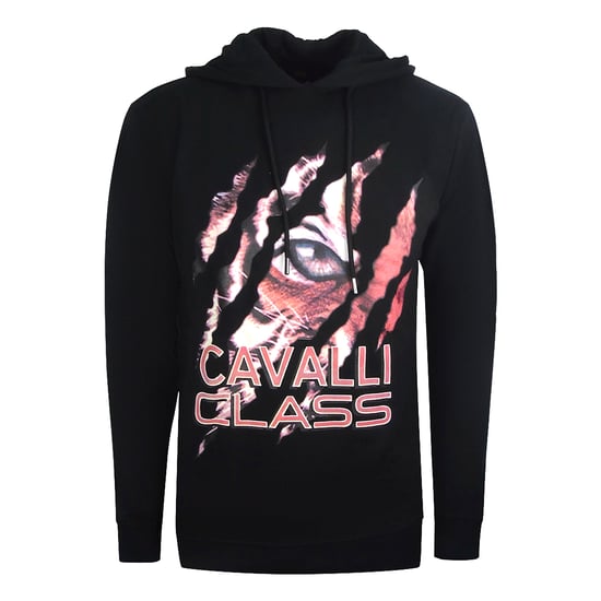 Cavalli Class Peeking Tiger Design sudadera con capucha negra - Image 1