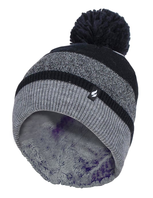 Heat Holders - Gorro de invierno con forro polar y pompón para mujer - Negro / Gris - Image 1