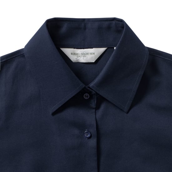 Russell Collection Ladies/Womens Short Sleeve Easy Care Oxford Shirt (Bright Navy) - Image 5