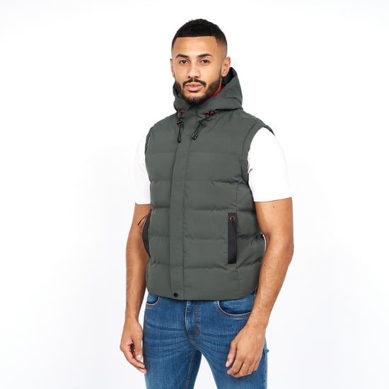 Crosshatch Mens Kampleys Embossed Gilet (Deep Olive) - Image 1