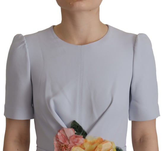 Vestido midi de viscosa para mujer con aplique floral azul de Dolce & Gabbana - Image 4
