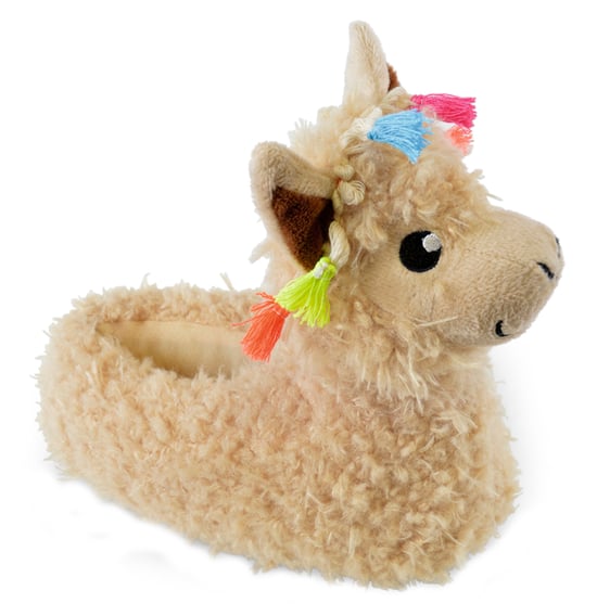 Pantuflas de felpa con cabeza de llama en 3D para niños - Image 2