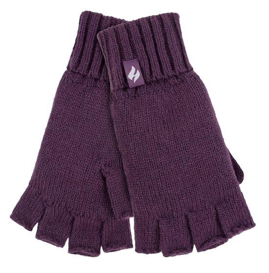 Guantes de punto sin dedos para señoras | GUANTES DE CALOR | Púrpura Sólido - Image 1