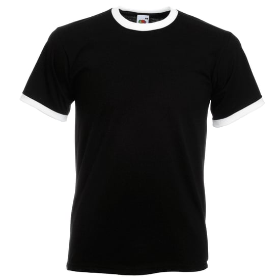 Fruit Of The Loom Mens Ringer Short Sleeve T-Shirt (Black/White) - Image 1