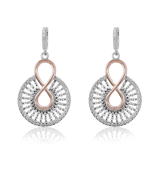 Orphelia 'Frida' Women's 925 Sterling Silver Drop Earrings - Silver/Rose ZO-7437 - Image 1
