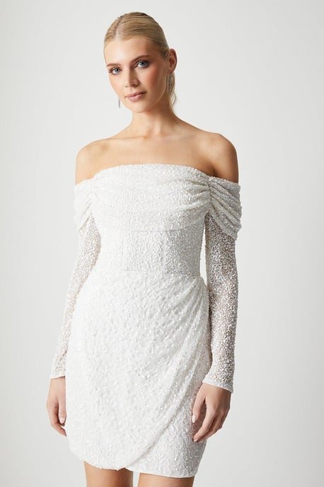 Bardot Long Sleeve Wrap Skirt Mini Dress - Image 1