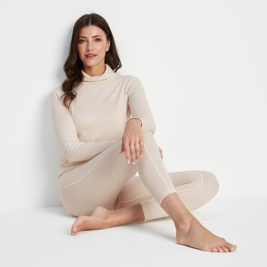 Meru Womens Cashmere Touch Base Layer Leggings Off White