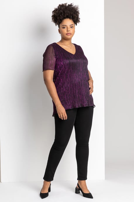 Curve Metallic Plisse Top