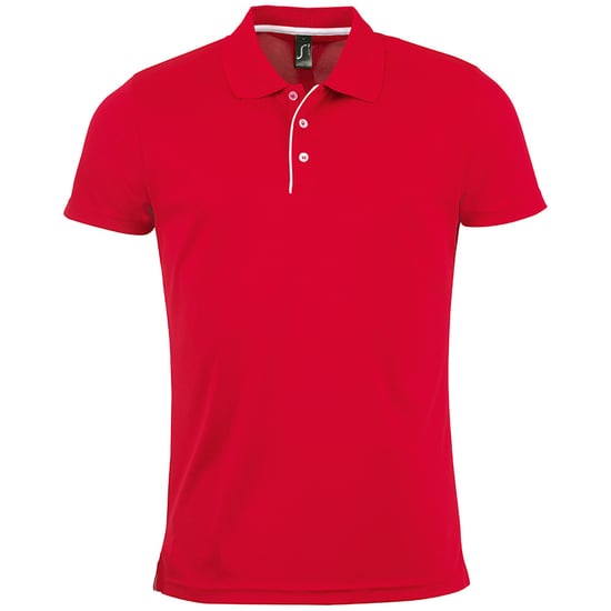 SOLS Mens Performer Short Sleeve Pique Polo Shirt (Red) - Image 1