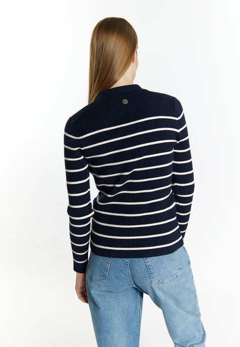 Dreimaster Knitted pullover women marine wool white