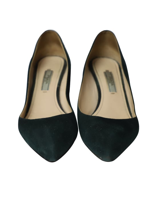 Prada Cone Heel Sandals in Green Suede - Image 2