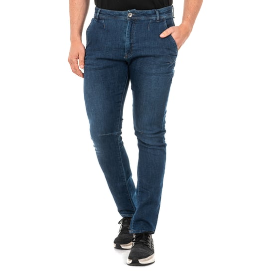 Men's long straight-cut denim trousers with hems JMT010